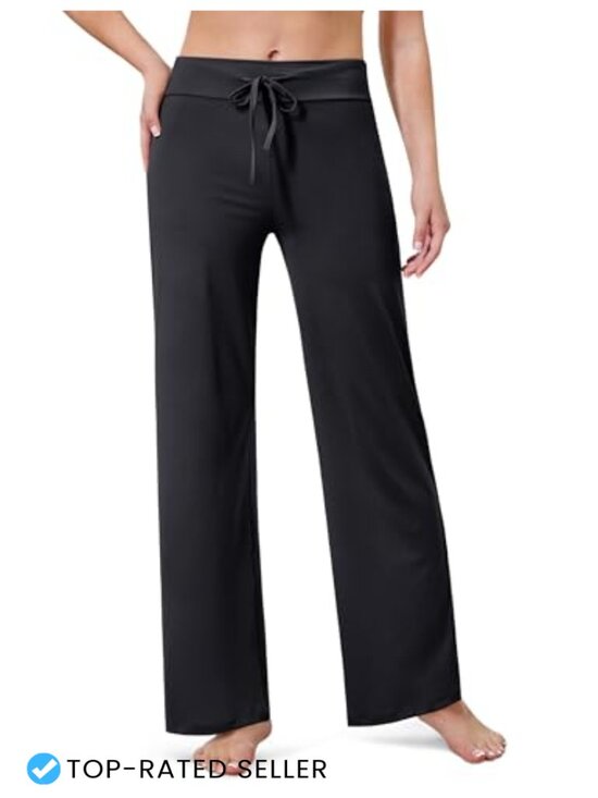 Pants - Women Wide Leg Lounge Pants Drawstring High Stretch Yoga Sleepwear